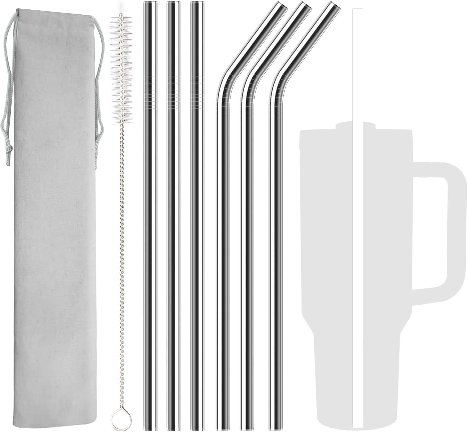 6 Pack Stainless Steel Straw Replacement 40 Oz for Stanley Adventure Travel Tumb