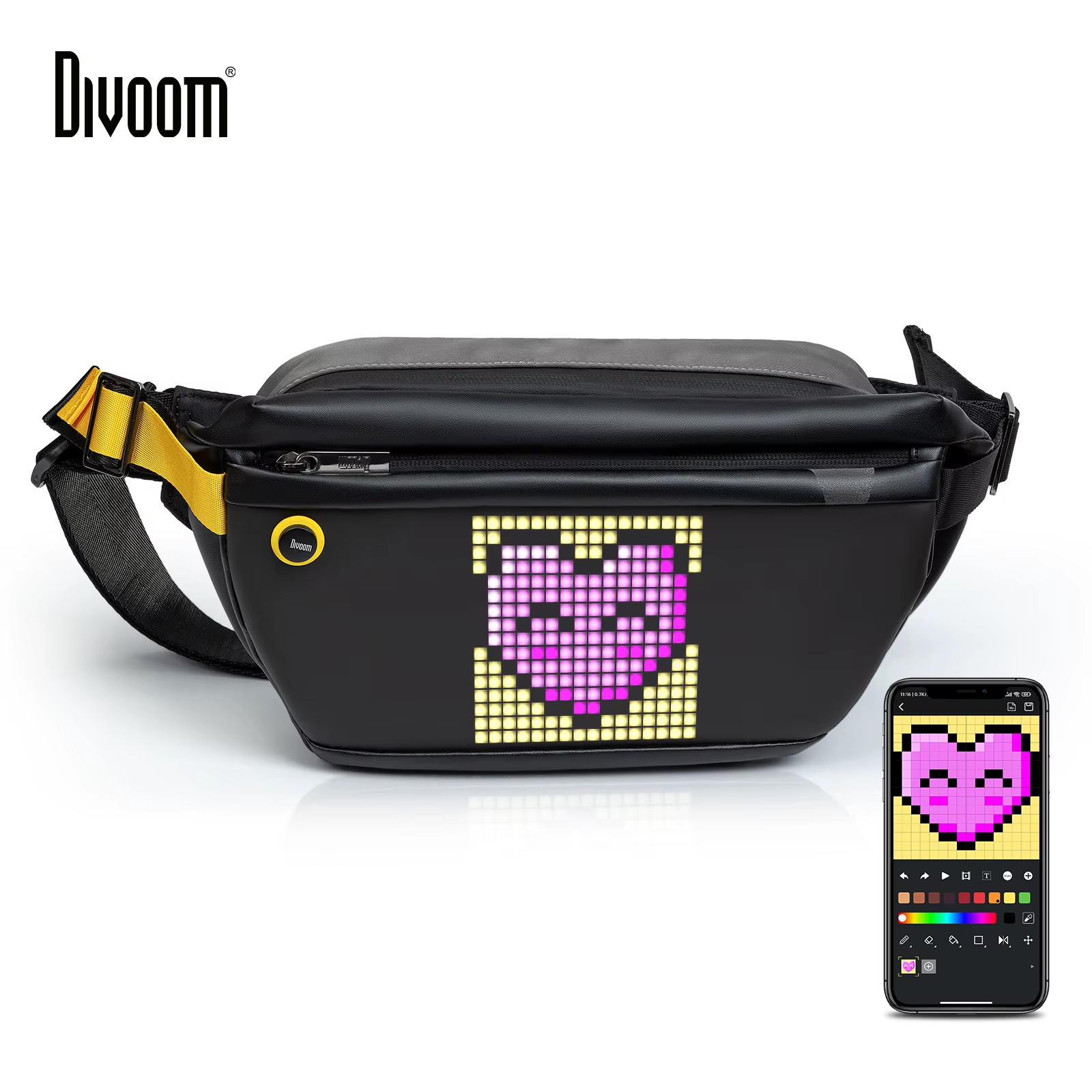 Sling Bag Customizable Pixel Art Fashion Design Outdoor Sport Waterproof for Biking Hiking Outside Activity Big Space