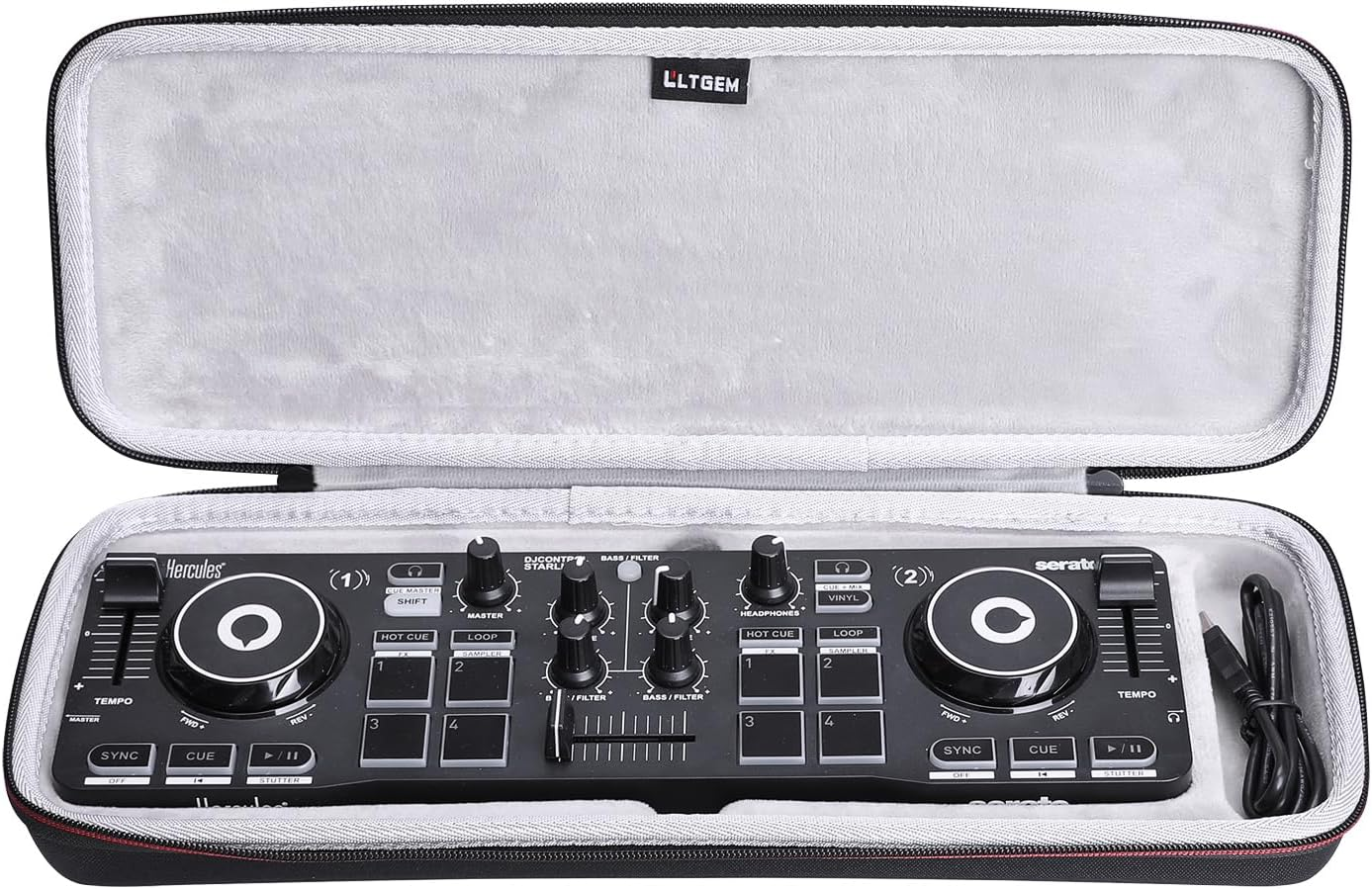 LTGEM DJ Controller Case for Hercules Compact DJ Djcontrol Starlight - Hard Storage Travel Protective Carrying Bag