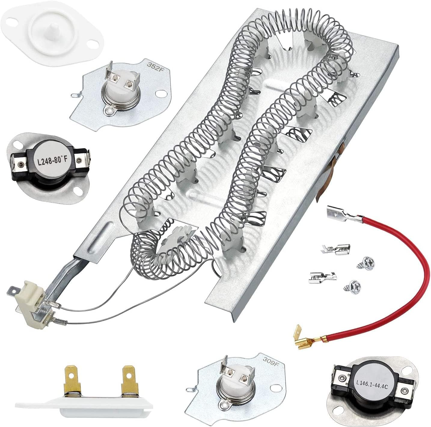 WP3387747 3387747 Dryer Heating Element Kit-Compatible with Whirlpool Cabrio Kenmore He2 Kenmore Elite He3 Maytag Dryers- GEW9250PW0 GEQ9800PW1 WD05X30818 GEQ9800PW2 GEQ9800PW1 MEDB835DW4 by TOMOON