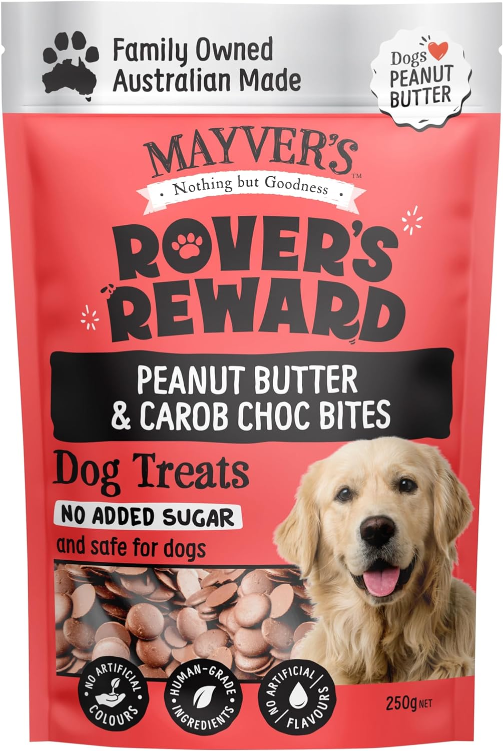 Mayvers Rovers Reward Peanut Butter & Carob Choc Bites Dog Treat 250 G
