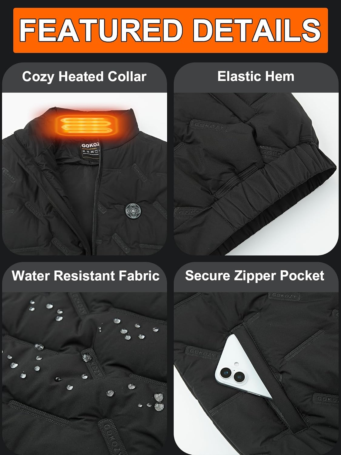 Heated vest for Men with 12v 20000mah Battery with 15 Heating Zones Mens Heat... - Picture 7 of 13