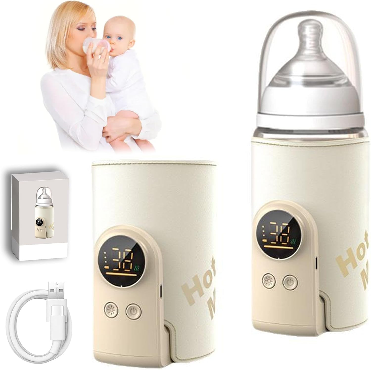 Portable Bottle Warmer for Travel, Comfortable Bottle Warmer on the Go, Rapid Warming,Long-Lasting Warming up to 6-10H