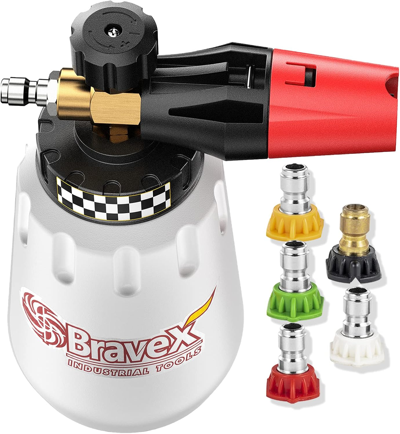 Foam Cannon - Heavy Duty Foam Wash Gun, Wide Neck Adjustable Car Foam Blaster for Pressure Washer with 1/4 Inch Connector, 5 Nozzles Included in The Kit(1 Liter, 1.1mm Metal Orifice)