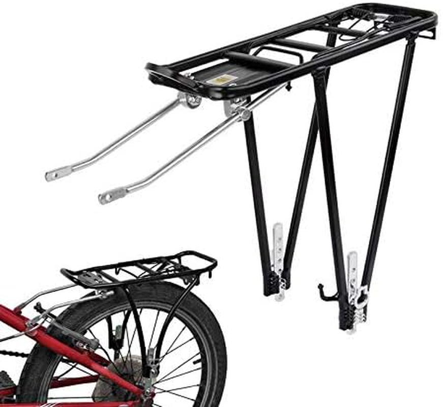 Bike Cargo Rack Cargo Universal Adjustable Bicycle Rear Luggage Touring Carrier Racks 55Lbs Capacity Quick Release Mountain Road Bike Pannier Rack for 26"-29" Frames