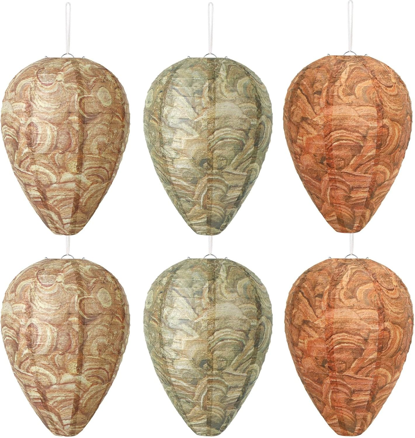 6 Pack Fake Hornet Nest Decoy Safe Wasp & Carpenter Bee Repellent Outdoor