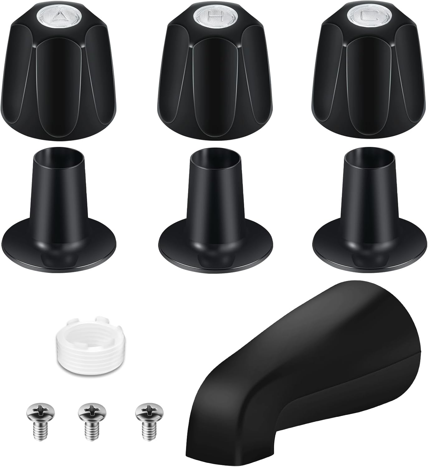 Tub Shower Trim Kit, Matte Black 3 Piece Shower Knob and Bath Tub Spout, for Price/Pfister Verve 3 Handles and Tub Shower Faucet, for 1/2'' Pipe MALE Thread Connection, 3/4'' IPS Pipe inside Thread