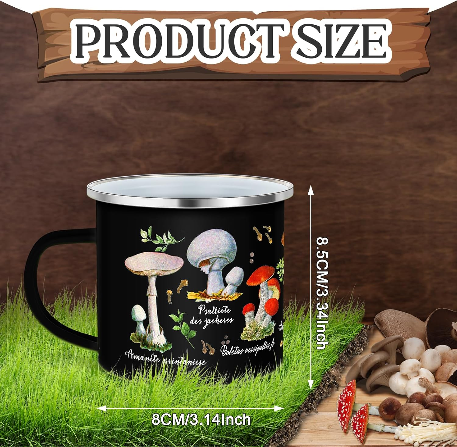 Mushroom Enamel Mug Set 2 Pieces Kawaii Mushroom Cup Mushroom Thank You Gift ... - Picture 3 of 13