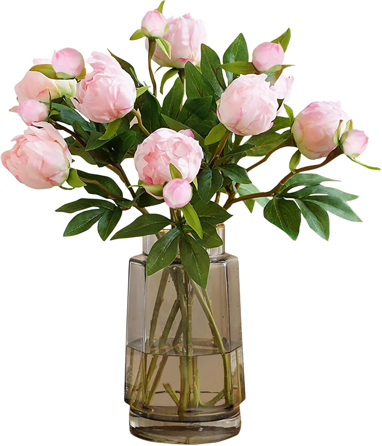 8 Pcs Pink Peonies Artificial Flowers Fake Peonies Pink Silk Flowers With Stems