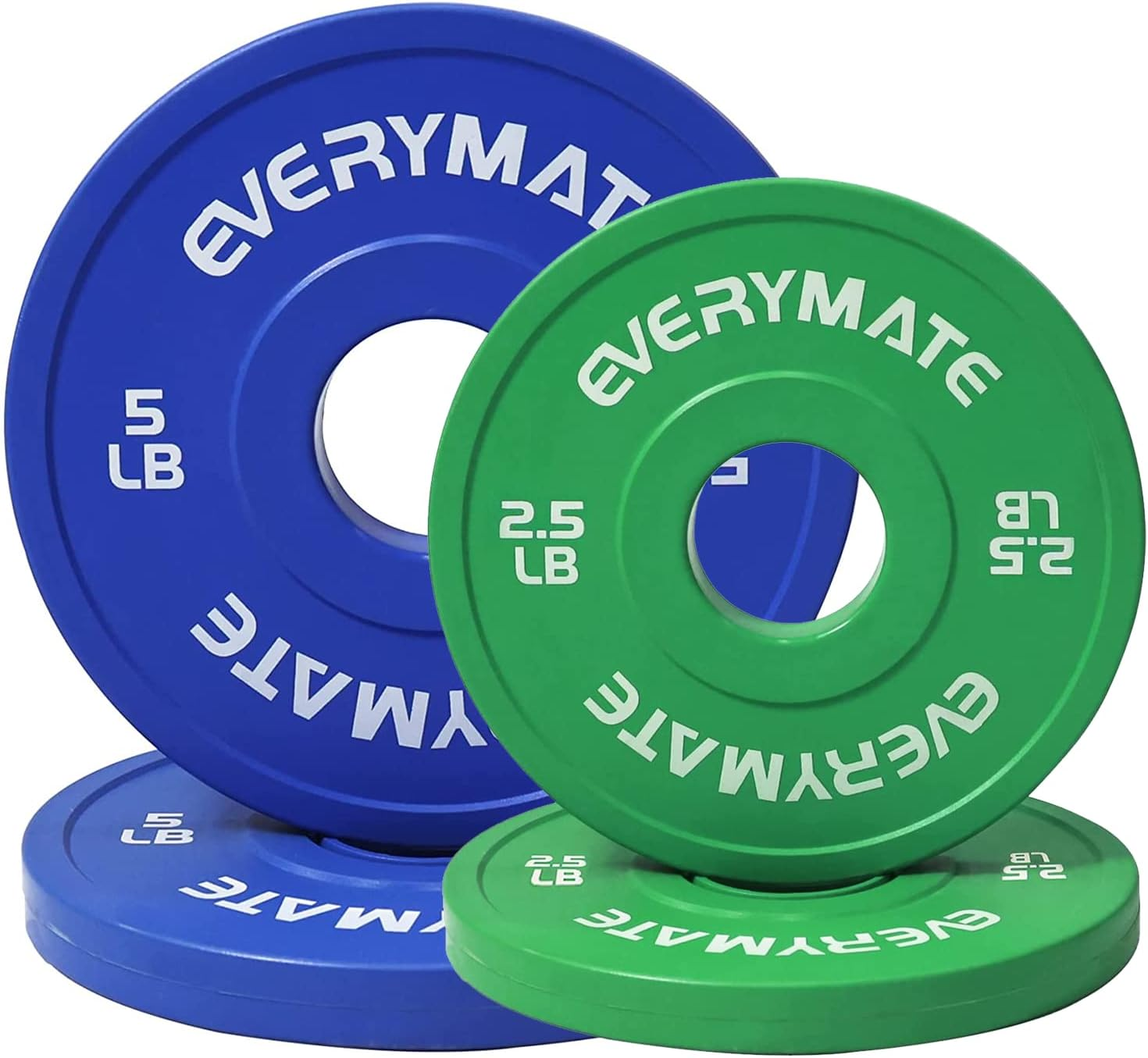 EVERYMATE Fractional Weight Plates - Olympic Bumper Plates for Cross Training - Steel Insert - 1.25LB, 2.5LB, 5LB