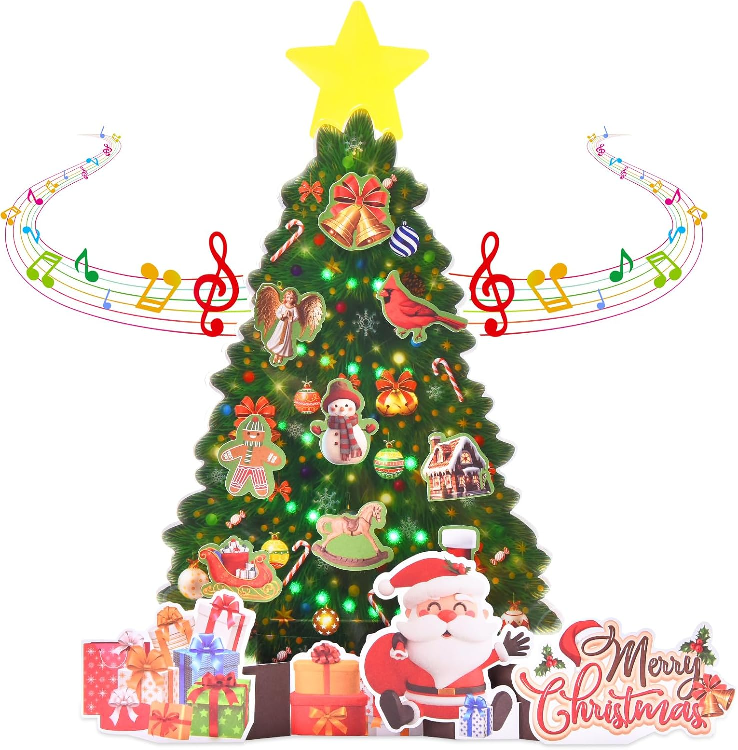 Pop Up Christmas Cards with Lights and Music, 11 Inch Christmas Tree Des