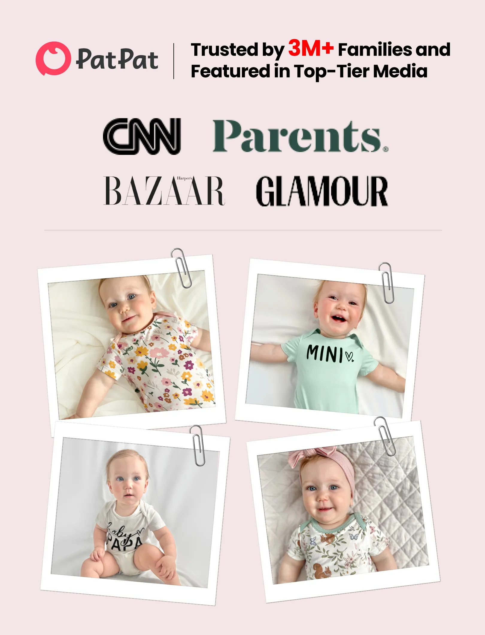 Bamboo Baby Boy/Girl 2-Pack Solid&Printed Rompers Set Pink