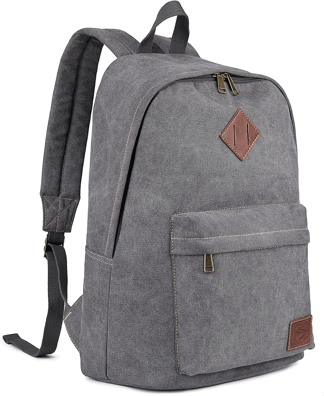 Canvas Laptop Backpack, Durable Rucksack, Travel Bag Fits 15.6 Inch Notebook for Men Women Factory Directly（Gray）