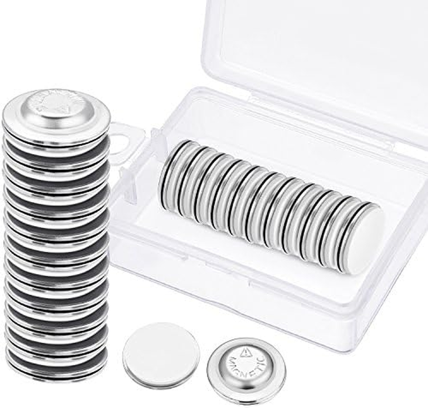 BBTO 24 Pieces Name Tags Magnets Magnetic Name Badge round Adhesive Magnetic Pin Backs for Clothes with Plastic Storage Box for Circle Badges(Diameter of 1.7 Cm/ 0.67 Inch)
