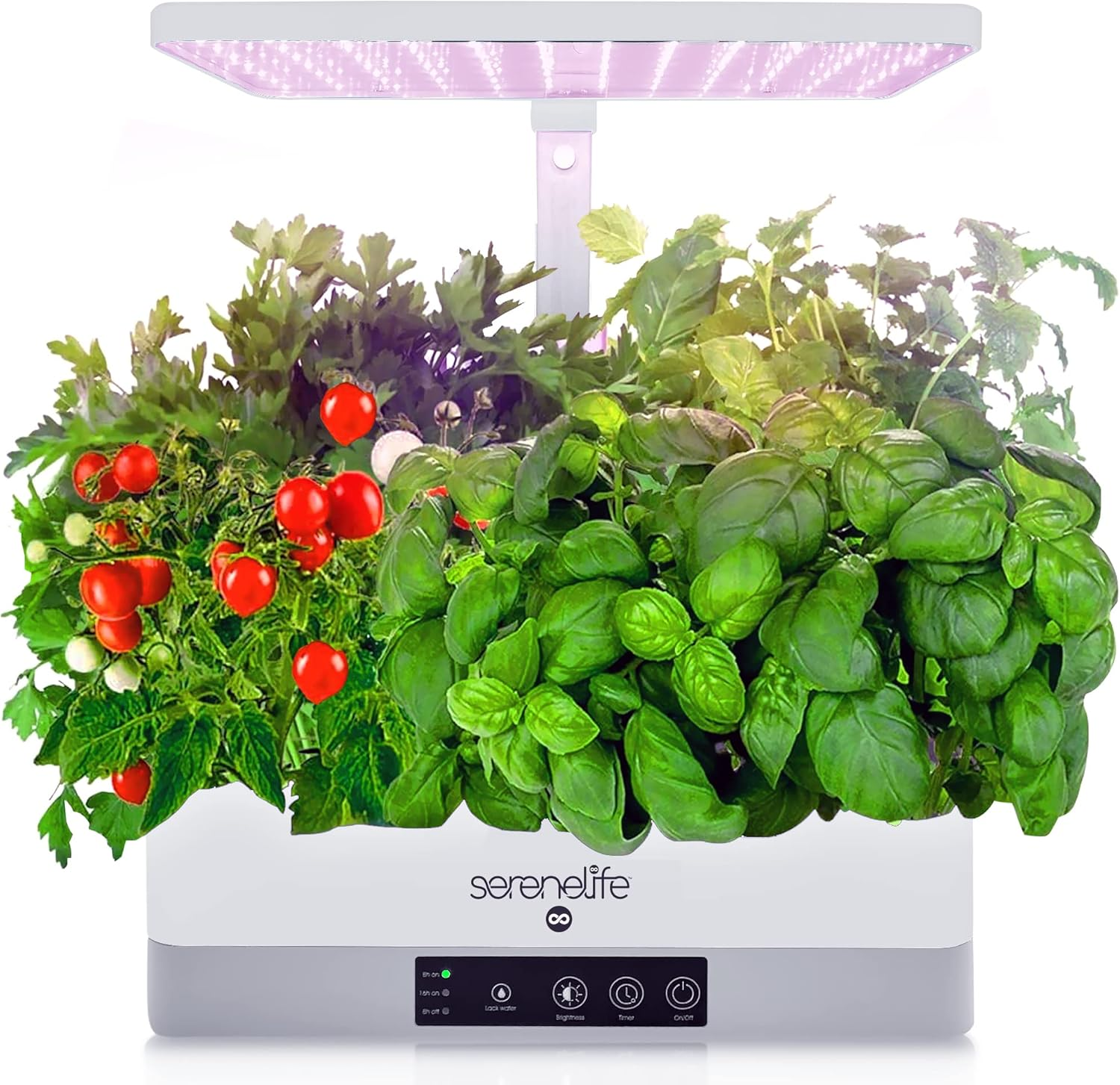 Smart Indoor Garden - Hydroponic Herb Garden with 4000K Grow Lights Panel, Control Panel Settings, Water Stick, No Soil, Mess-Free, Height Adjustable, Grows up to 6 Plants