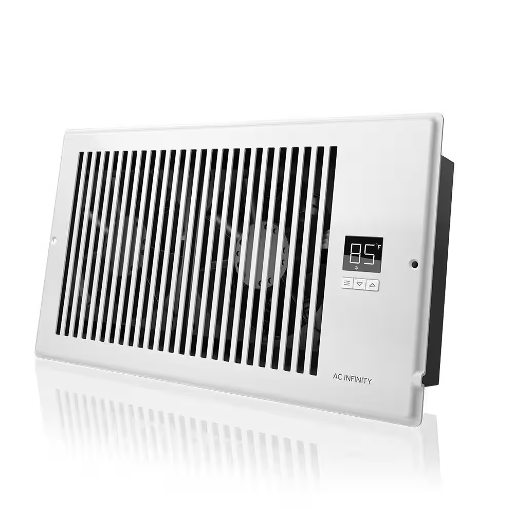 Airtap T6 160 CFM 6 In. X 12 In. Quiet Register Booster Fan with Thermostat Control, Heating Cooling AC Vent