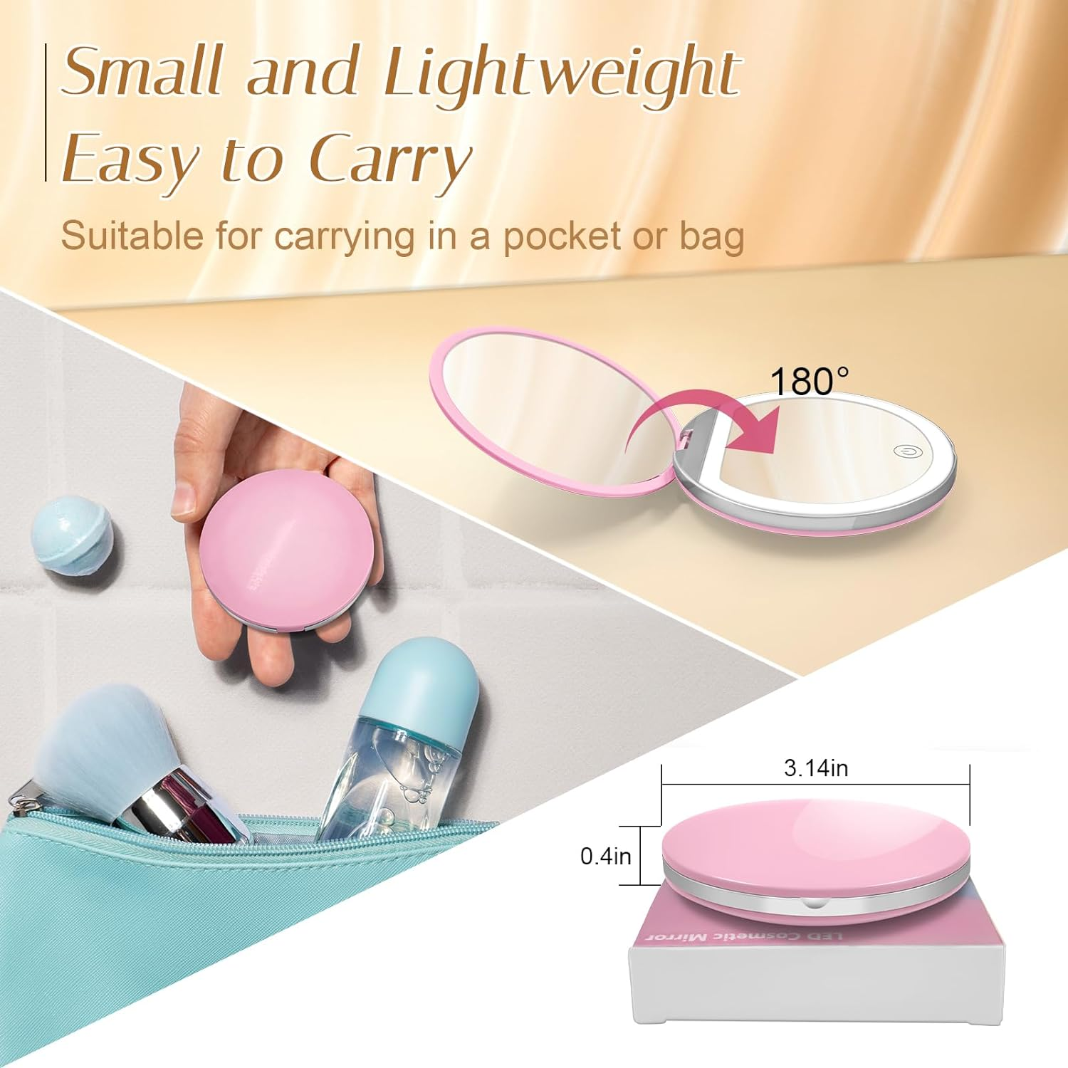 Kakuje Compact Mirror with Light, 1X/3X Magnification LED Pocket Mirror with ... - Picture 9 of 14