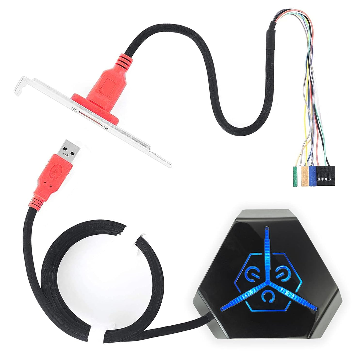 ATX Power Switch with USB PC Remote Start Motherboard Power and Reset Button Extension 4.0 Ft/124 Cm (Black)