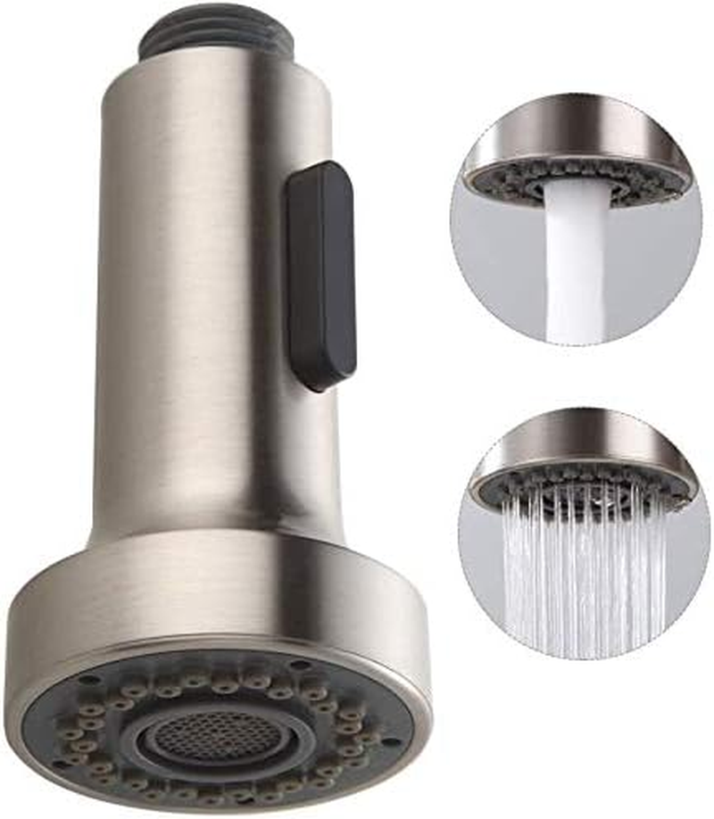 Pull down Faucet Replacement, 2 Functions Sprayer Head, G 1/2 Pull Out Spray Head, Brushed Nickel Finish
