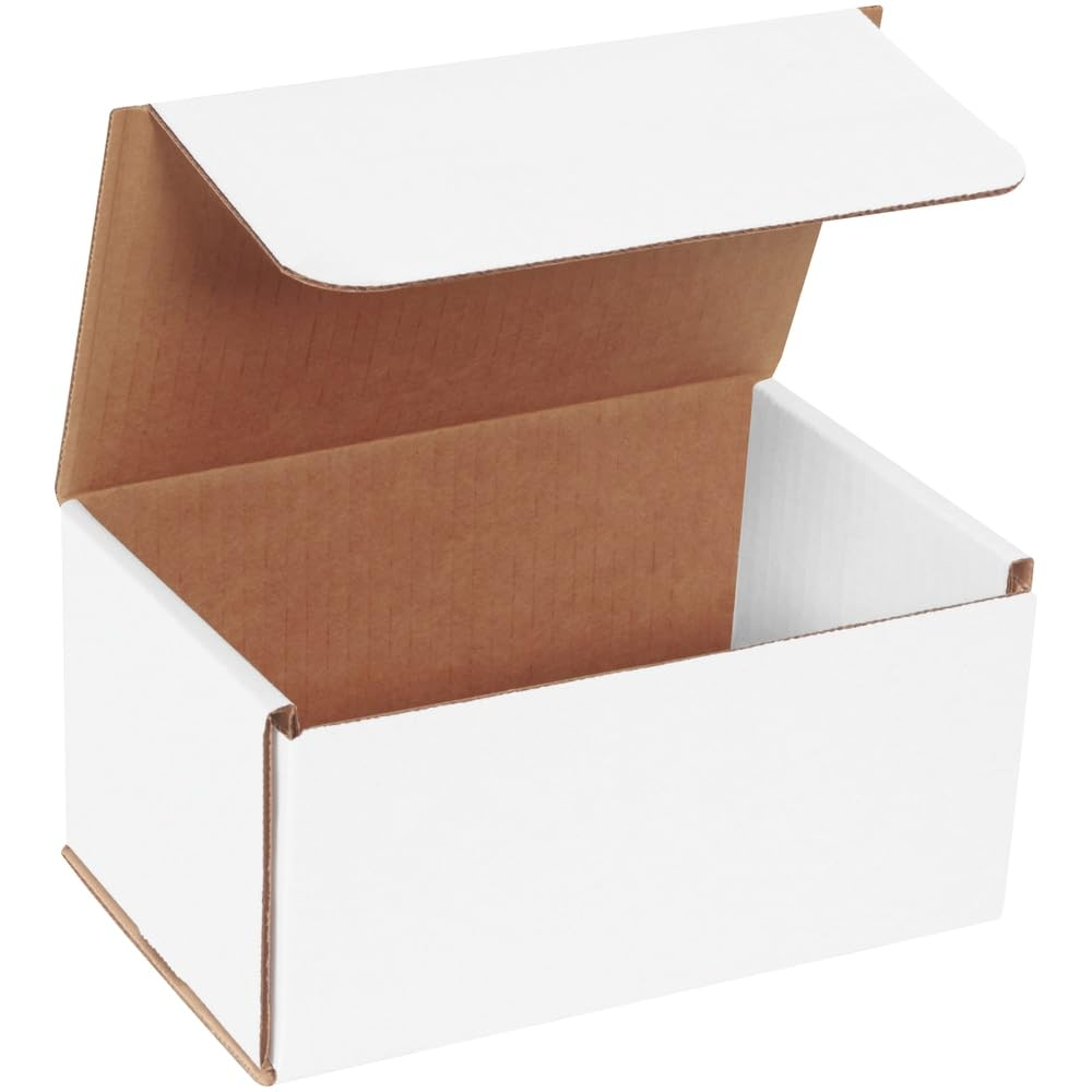 White Corrugated Cardboard Mailing Boxes, 8 X 5 X 4 Inches, Pack of 50, Crush-Proof, for Shipping, Mailing and Storing