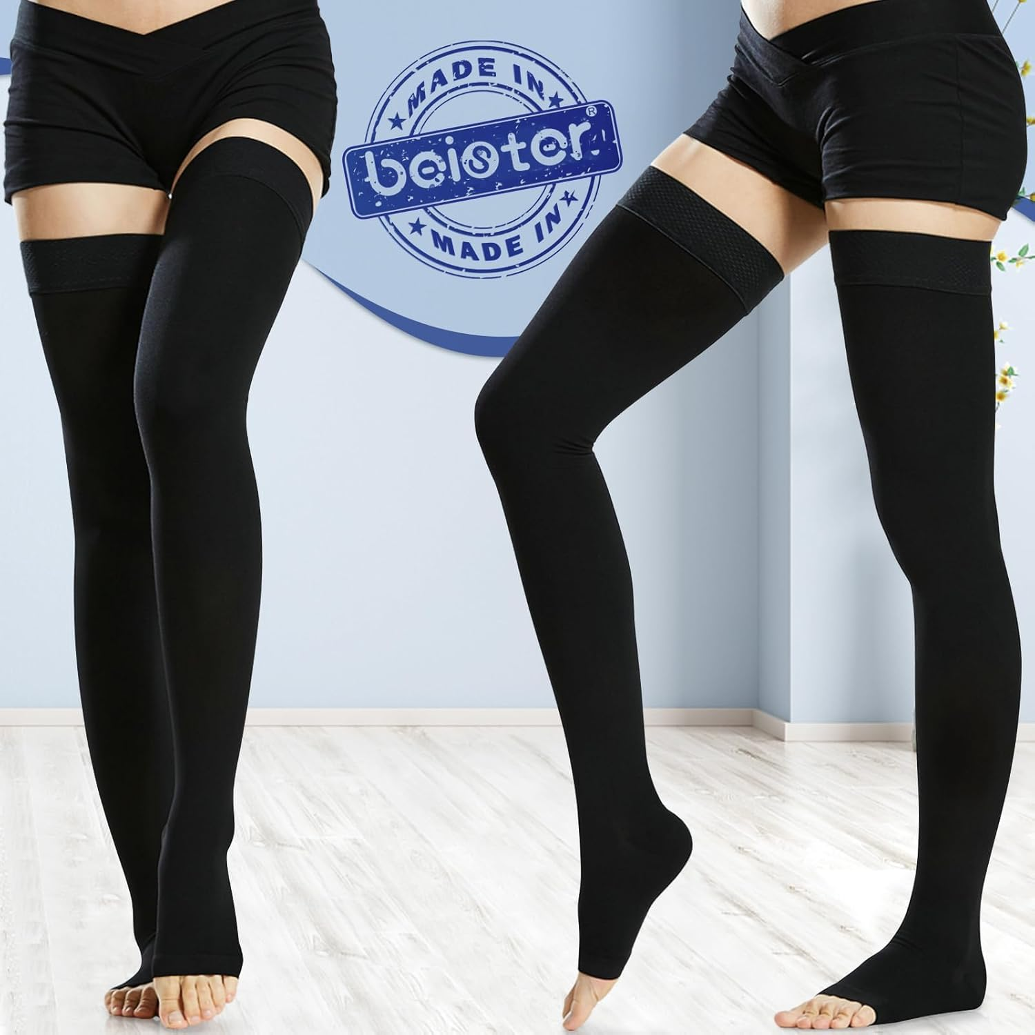 Beister Compression Stocking 20-30 mmHg for Women & Men, 1 Pair Open Toe Thig... - Picture 9 of 22
