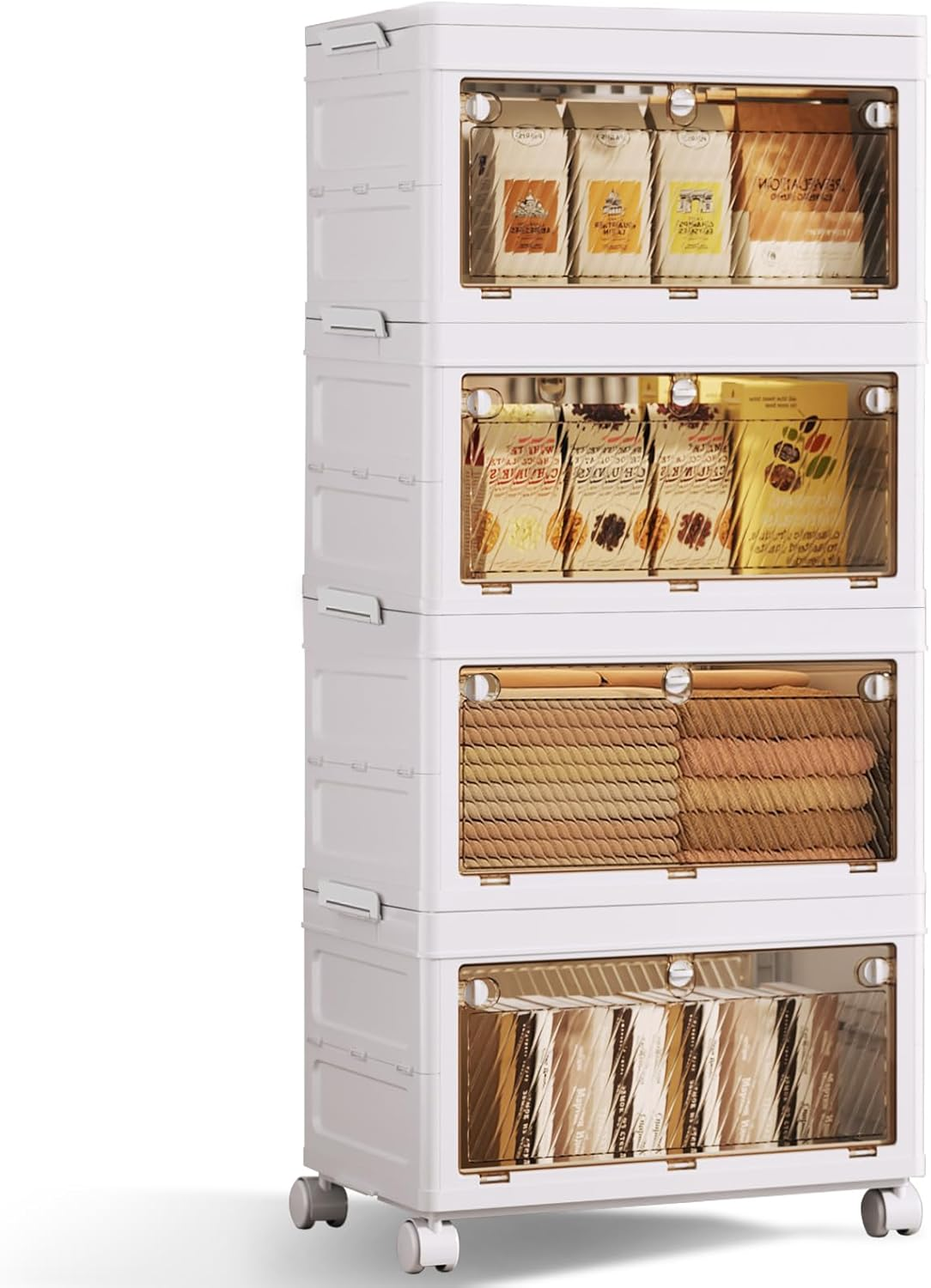 4-Tier Stackable Plastic Storage Bins - 37QT Stackable Storage Bins - Closet Organization and Storage, Suitable for Bedroom, Organization and Storage Boxes for Study, Toy Room, Office