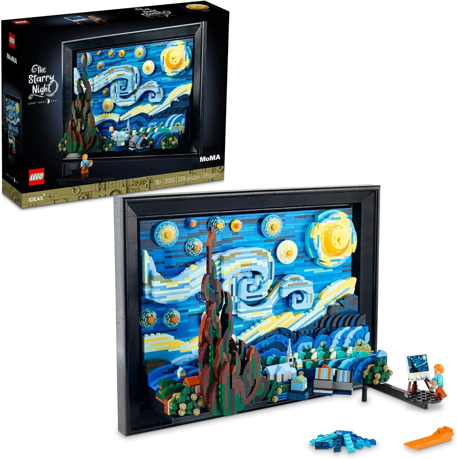 LEGO Ideas Vincent Van Gogh the Starry Night - 3D Puzzle Building Set for Adults, Ages 18+ - Beautifully Detailed Home Wall Art Decor - Gift Ideas for Artists - 21333