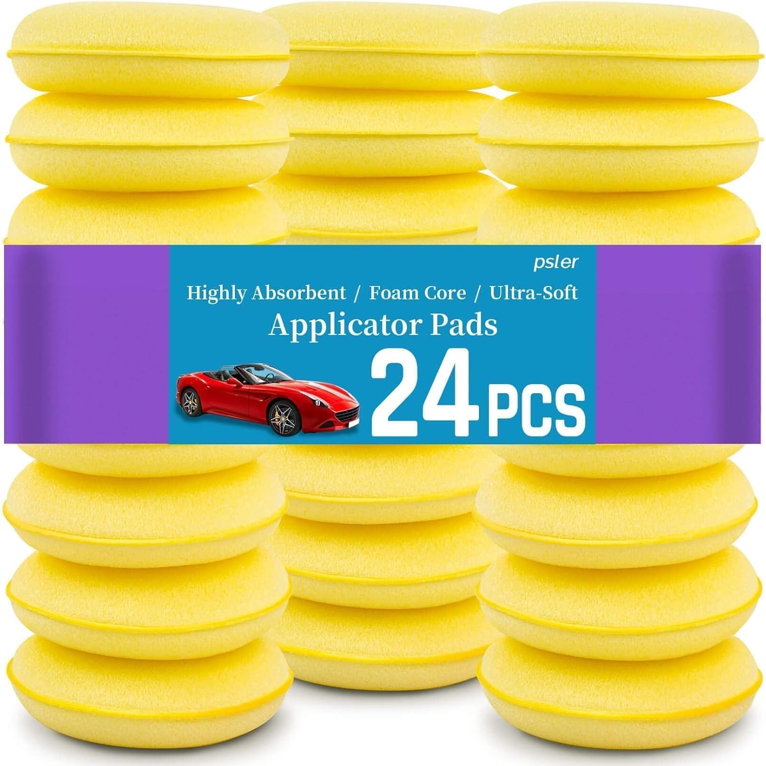 Foam Car Wax Applicator Pad - Foam Applicator Pads Detailing Round 4 inch Polishing Sponges for Car Wax Applicator Pad 24 Pack-Yellow Christmas Gifts