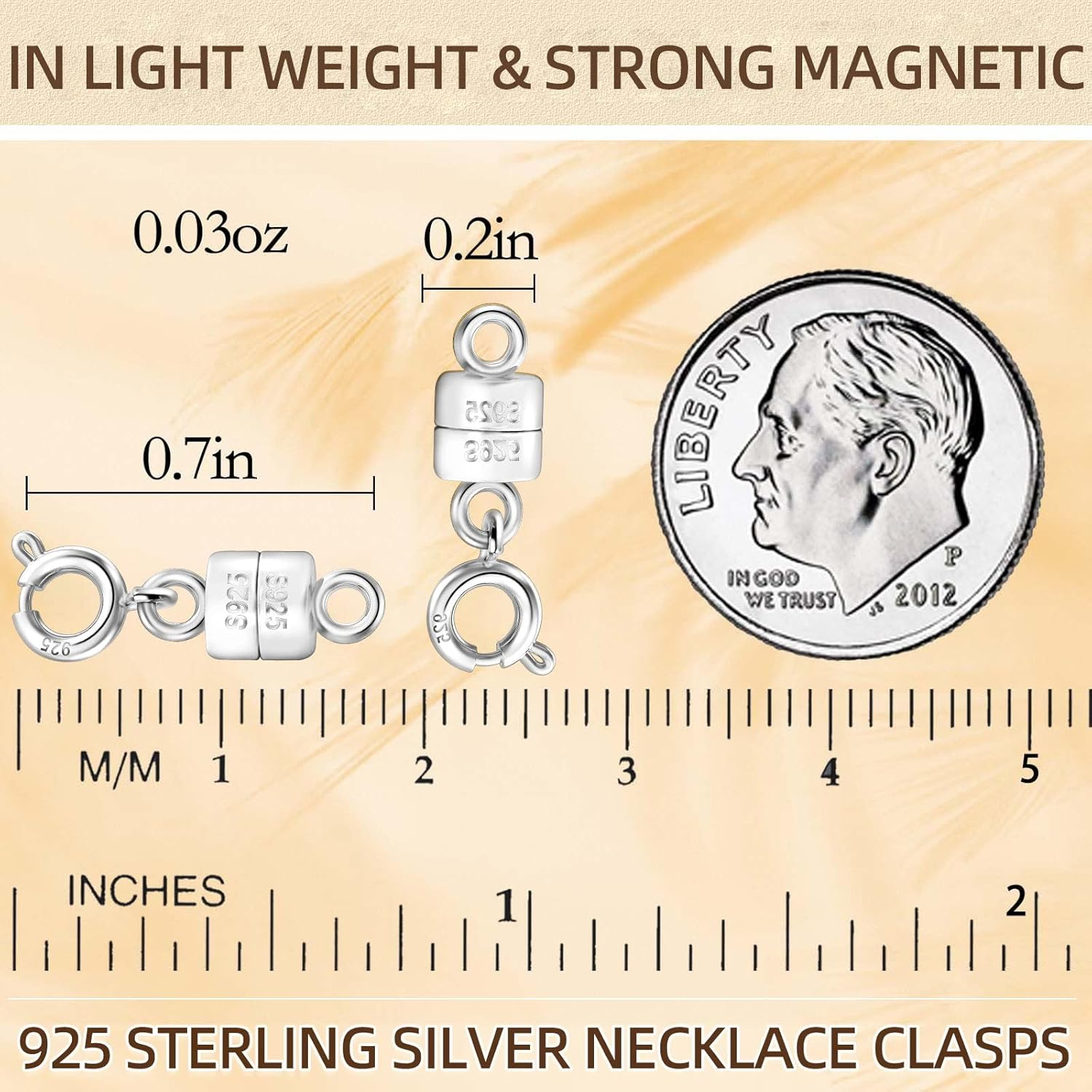 Qulltk 925 Sterling Silver Magnetic Necklace Clasps and Closures,Mini Bracele... - Picture 3 of 18