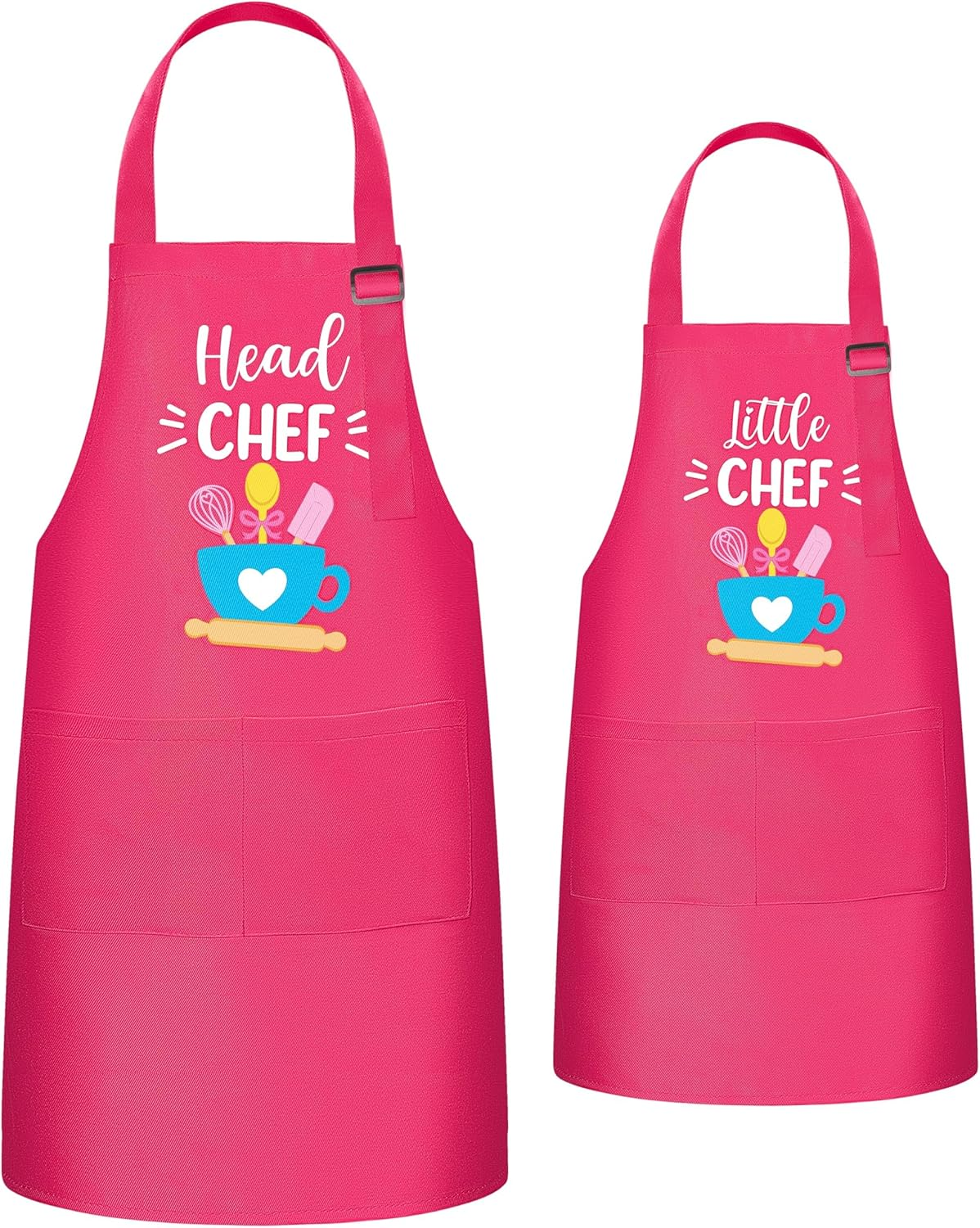 2Pcs Adults Kids Matching Apron Set Mommy and Me Adjustable Kitchen Apron with 2 Pockets Parent and Child Matching Gift for Mother'S Day Women Daughter Cooking Baking Painting Training