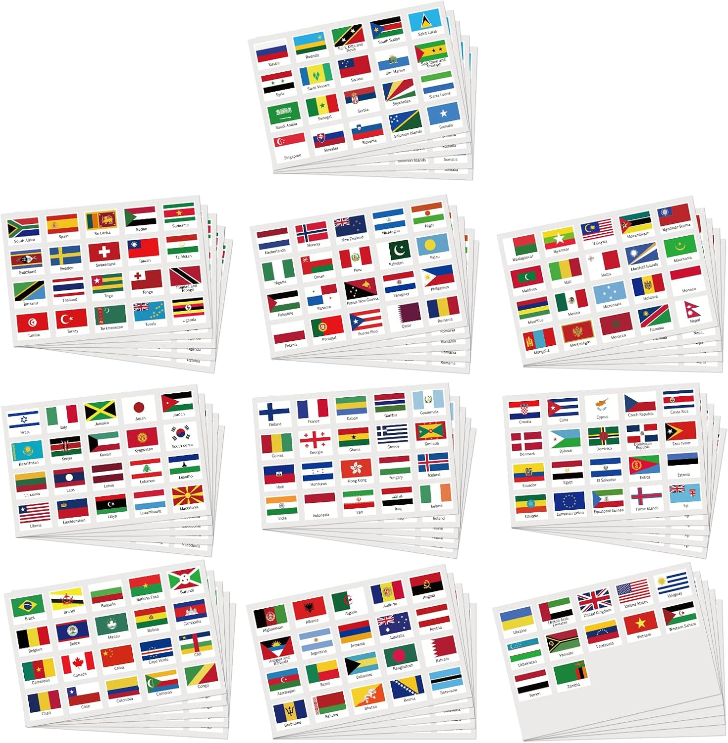 960 Pieces World Flag Stickers 192 Country Flags of the World Mini Flags