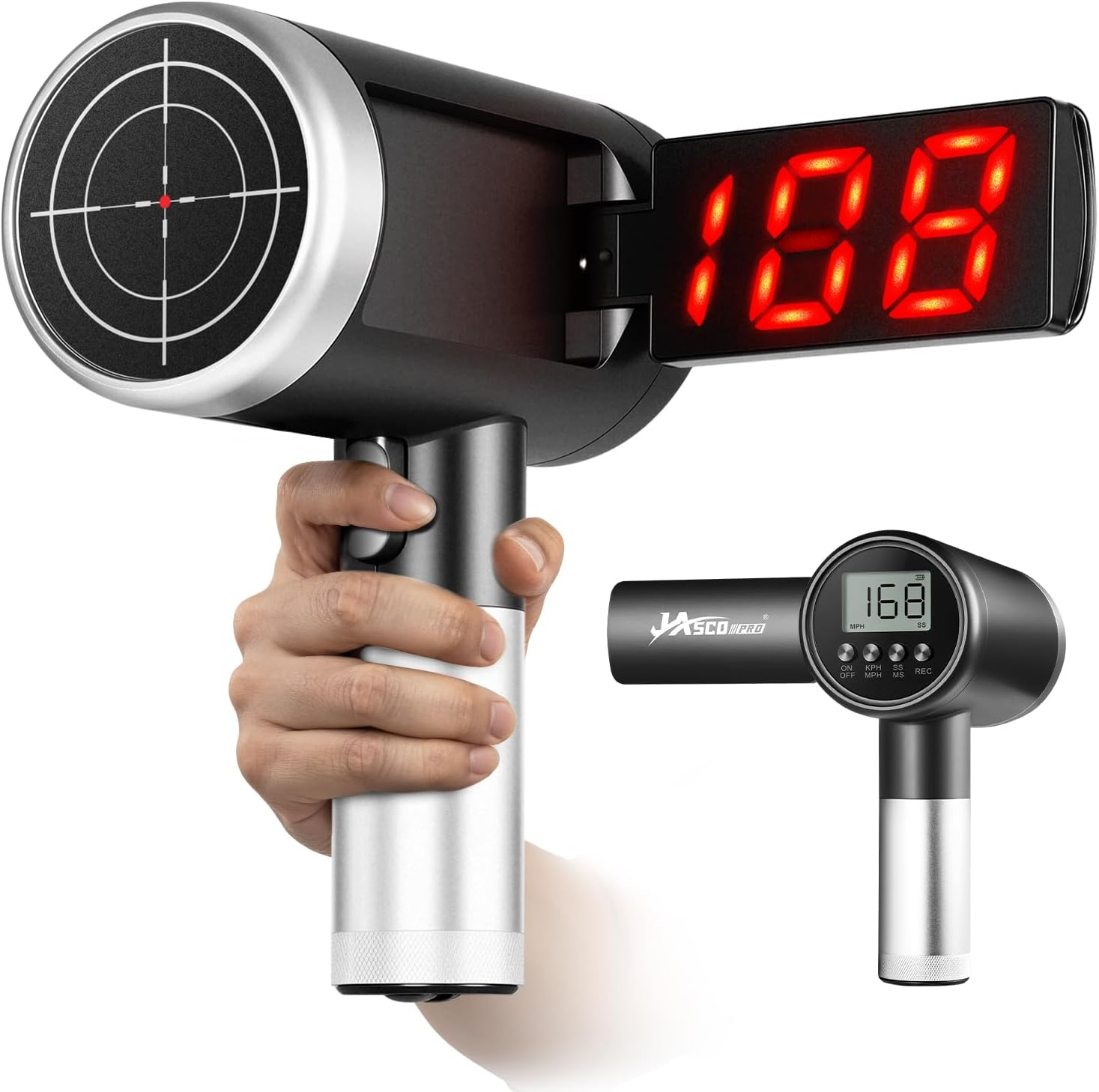 24Ghz Baseball Radar Gun with LED+LCD Dual Display, ±1 MPH Accuracy,Dual Speed Modes for Pitching & Swing,Handheld Multi-Sport Speed Sensors Baseball Radar Training Equipment for All Players