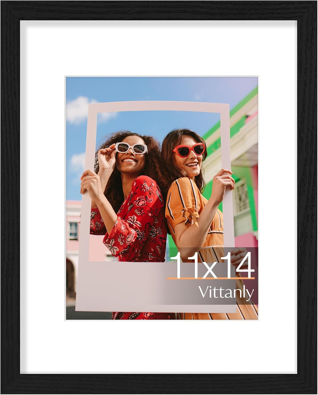 11X14 Picture Frame, Display Pictures 8X10 with Mat or 11X14 without Mat, Photo Frame for Wall Mounting, Black, 1 Pack