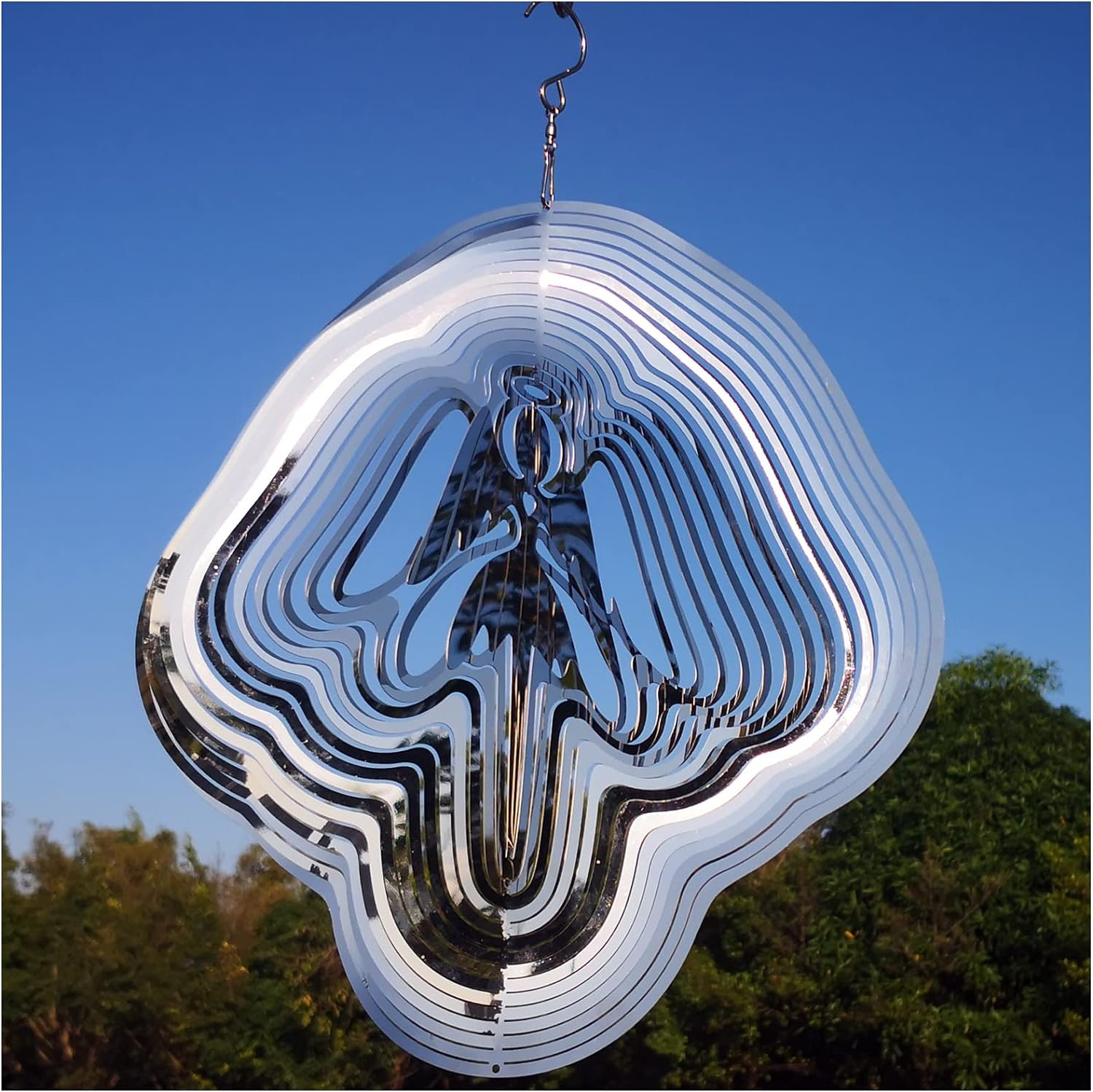 Reflective Angel Wind Spinners Outdoor Garden Decor,Sparkly Angel Ornaments Bird Devices Deterrent to Scare Birds Away from Yard Patio Farm,Cherub Decor Metal Wind Spinners Gifts for Mom, Women
