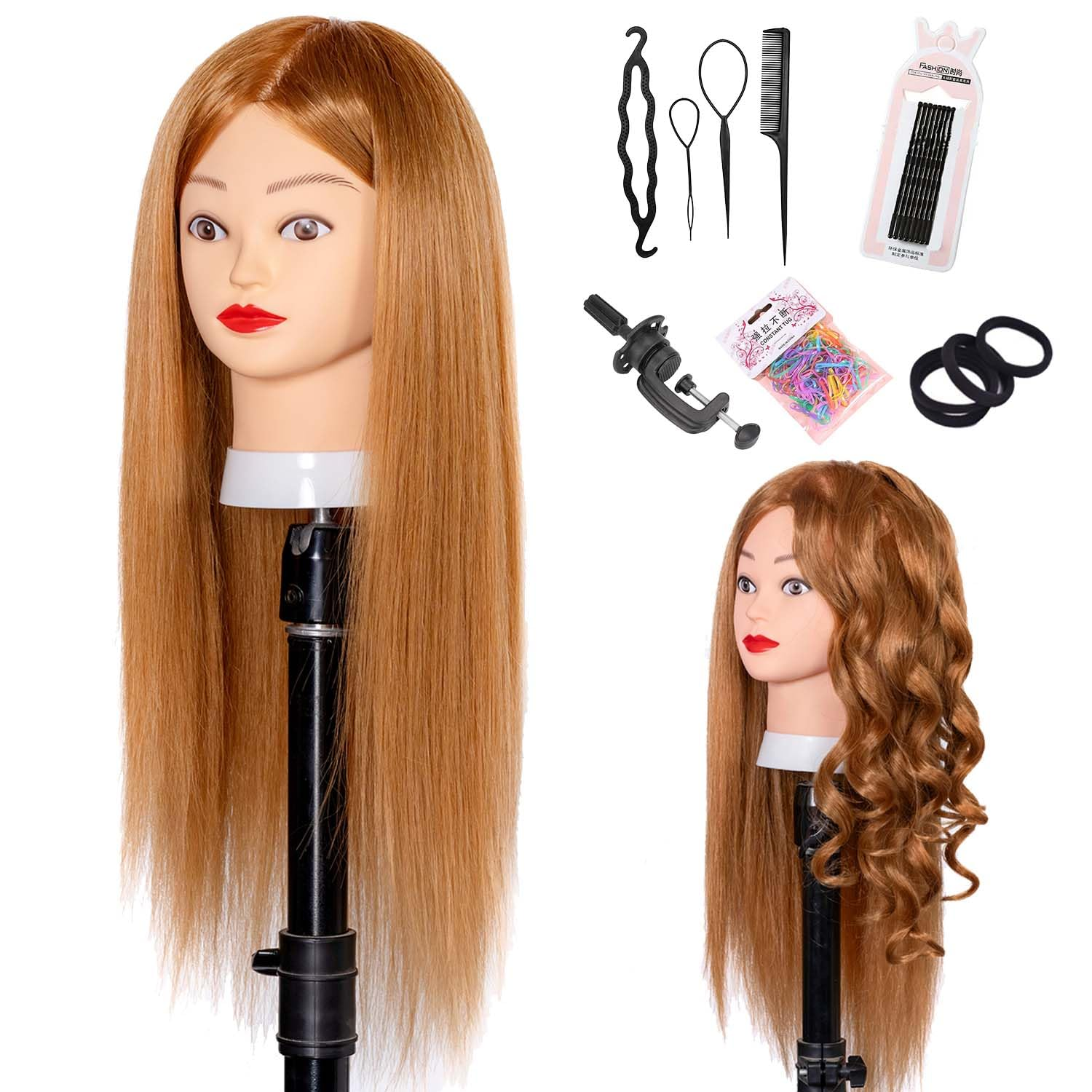 Mannequin Head with 80% Human Hair Straight 26