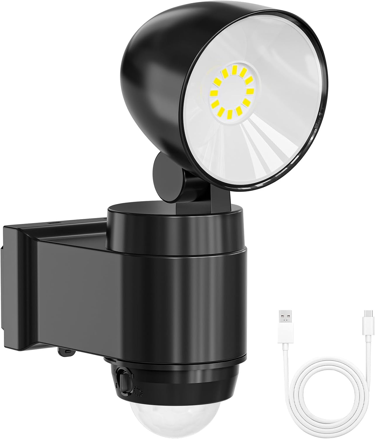 AIXPI Motion Sensor Lights Outdoor, Rechargeable 6000Mah Battery Powered Light with 20S to 300S Working Time Adjustment, Waterproof LED Security Light for Garden, Garage, Yard (1 Pack)