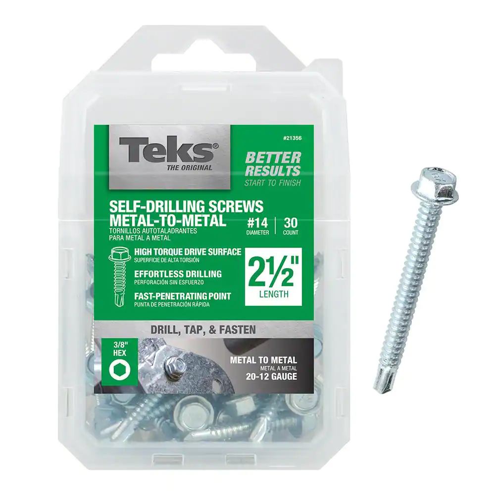 #14 2-1/2 In. External Hex Flange Hex-Head Self-Drilling Screws (30-Per Pack)