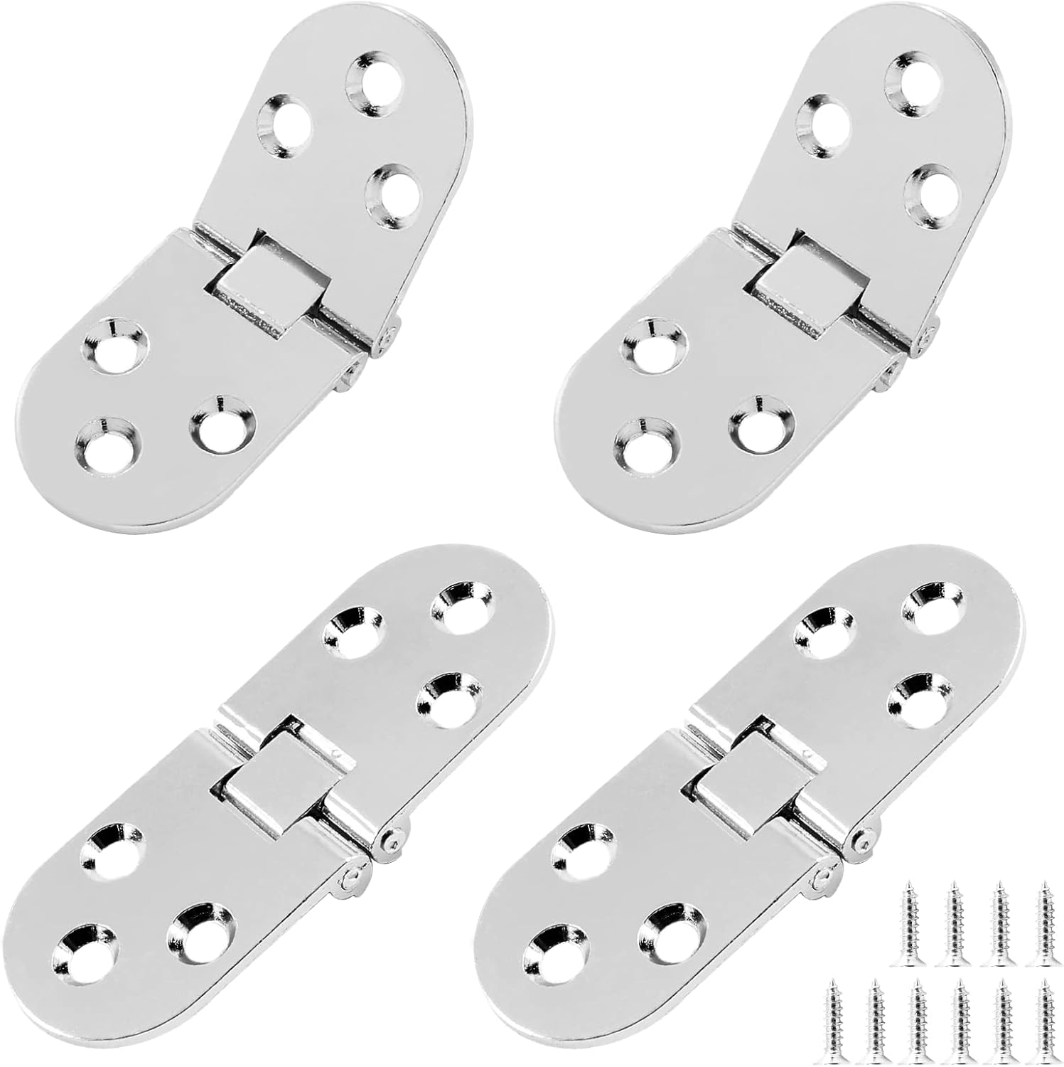 4Pcs Heavy Duty Folding Table Hinges, Silver Sewing Machine Flip Top Hinge Zinc Alloy Butler Tray Hinge with Mounting Screws for Drop Front Desk Drawer, Doors (3.1 X 1.18Inch)