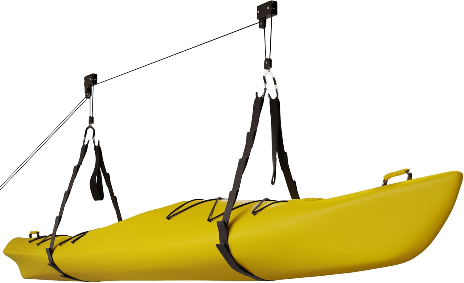 Kayak Storage Hoists - Overhead Pulley Hoist Systems with 125Lb Capacity Each for Canoes, Bikes, Ladders, and More