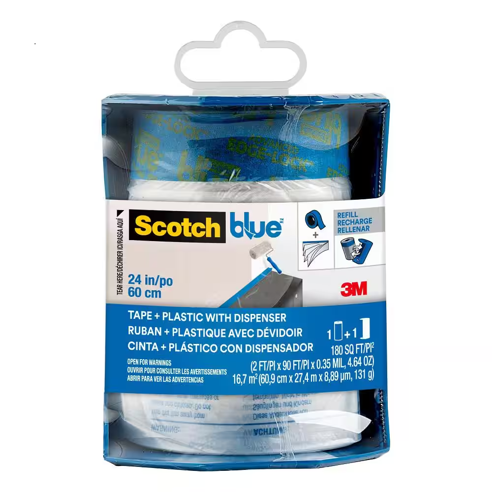 Scotchblue Pre-Taped 24 In. X 30 Yds. Painter'S Plastic Sheeting with Dispenser (1 Roll)
