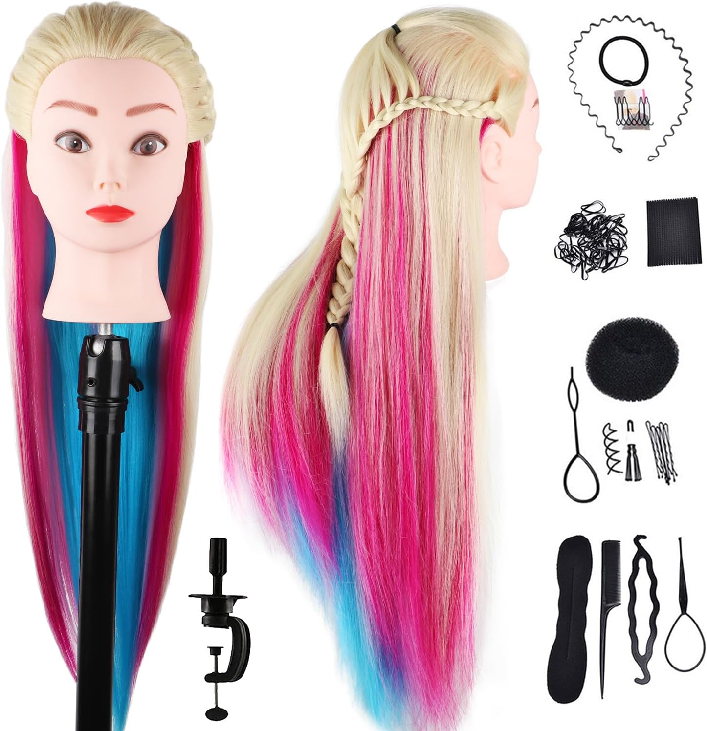 DaizySight Hair Styling Training Head with 60% Real Human Hair, 23" Dark Brow... - Picture 9 of 16