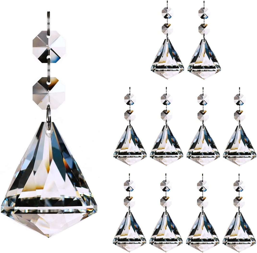 10Pcs Crystal Ball Prisms Chandelier Parts Pendant, Hanging Glass Crystals Suncatcher for Window Decoration Clear 40Mm