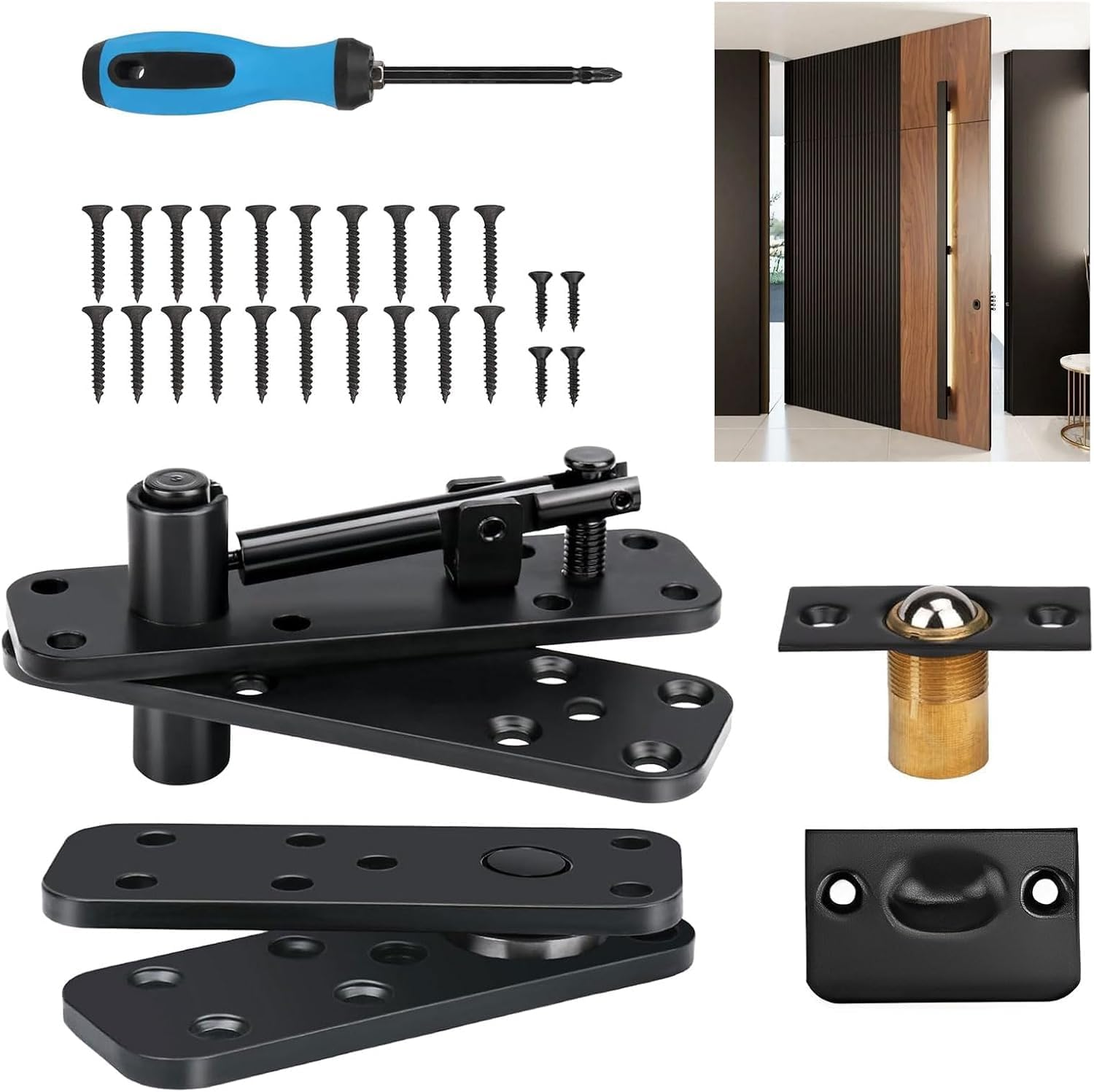Hidden Door Hinge, 570LBS Load-Bearing Thickened Solid Alloy Steel - 360° Rotation Hidden Pivot Hinge for Bookcase, Invisible Hinges for Secret Door or Murphydoor Bookcase