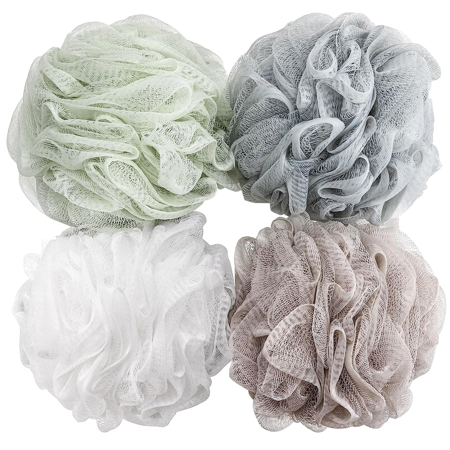 Bath Loofah Sponge Pouf 60G - 4 Pack Mesh Shower