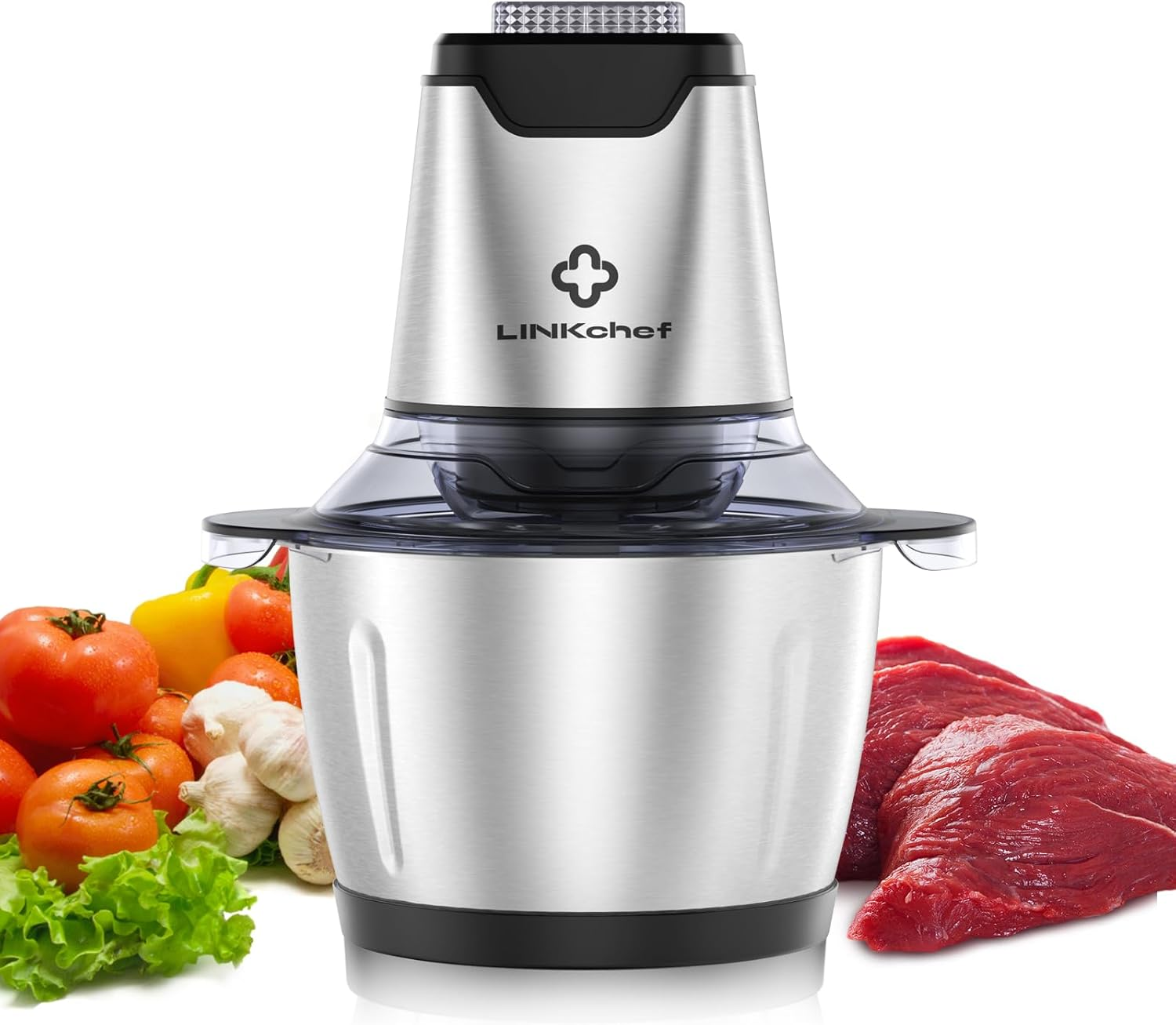 Food Chopper, 5 Cup Food Processor Mini Electric, 1.2L 250W Meat Grinder with 4 Bi-Level Blades, Stainless Steel Mincer for Kitchen, Vegetable, Onion, Garlic, Salad, Baby Food, Fruit, Nuts