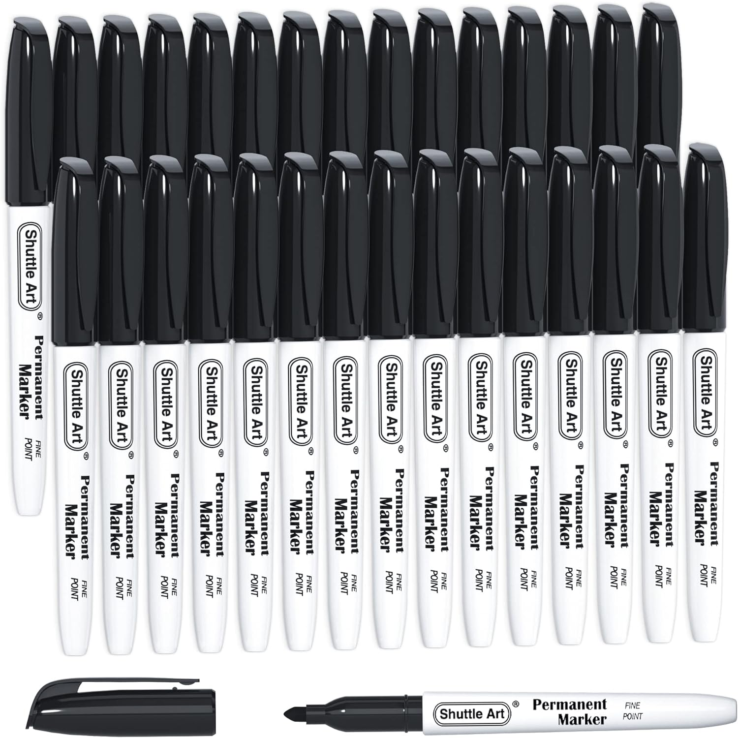 Permanent Markers, 30 Pack Black Permanent Marker Set,Fine Point, Works on Plastic,Wood,Stone,Metal and Glass for Doodling, Marking