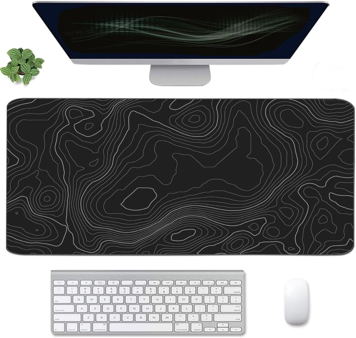 Topographic Mouse Pad, Extended Gaming (35.4X15.7 In), Desk Mat Laptop Waterproof Decor Writing for Work, Game, Office, Home - Topographic Contour
