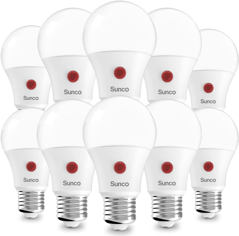 Sunco 10 Pack Dusk to Dawn LED Outdoor Light Bulb A19, Photocell Automatic for Exterior Lighting, 800 LM, 9W (60W Eqv.), 4000K Cool White, Auto On/Off Sensor, IP65 Rated UL