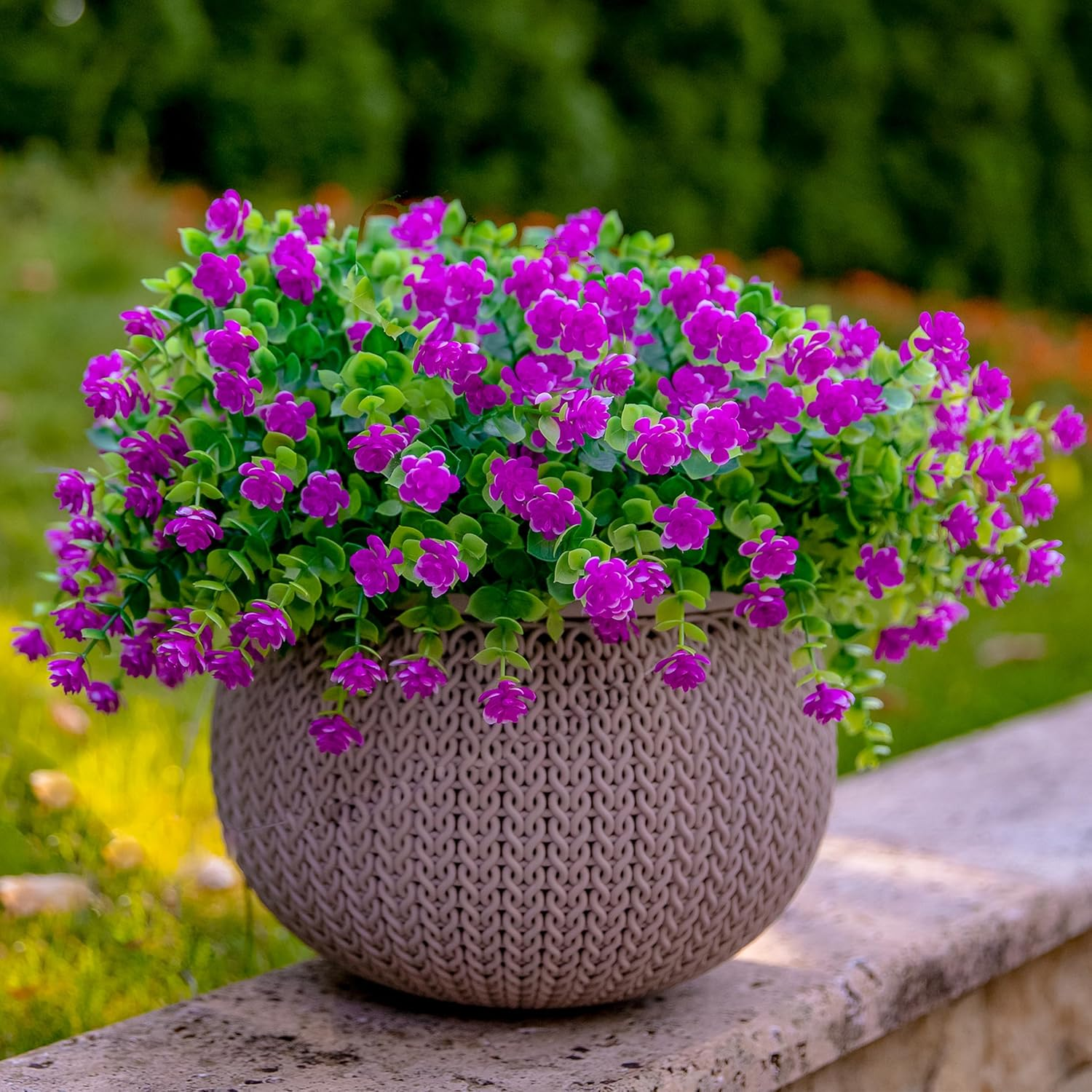 Artificial Flowers Outdoor Fake Plants - 12 Bundles UV Resistant No Fade Faux Plastic Greenery Home Garden Porch Patio Decoration (Mgenta)