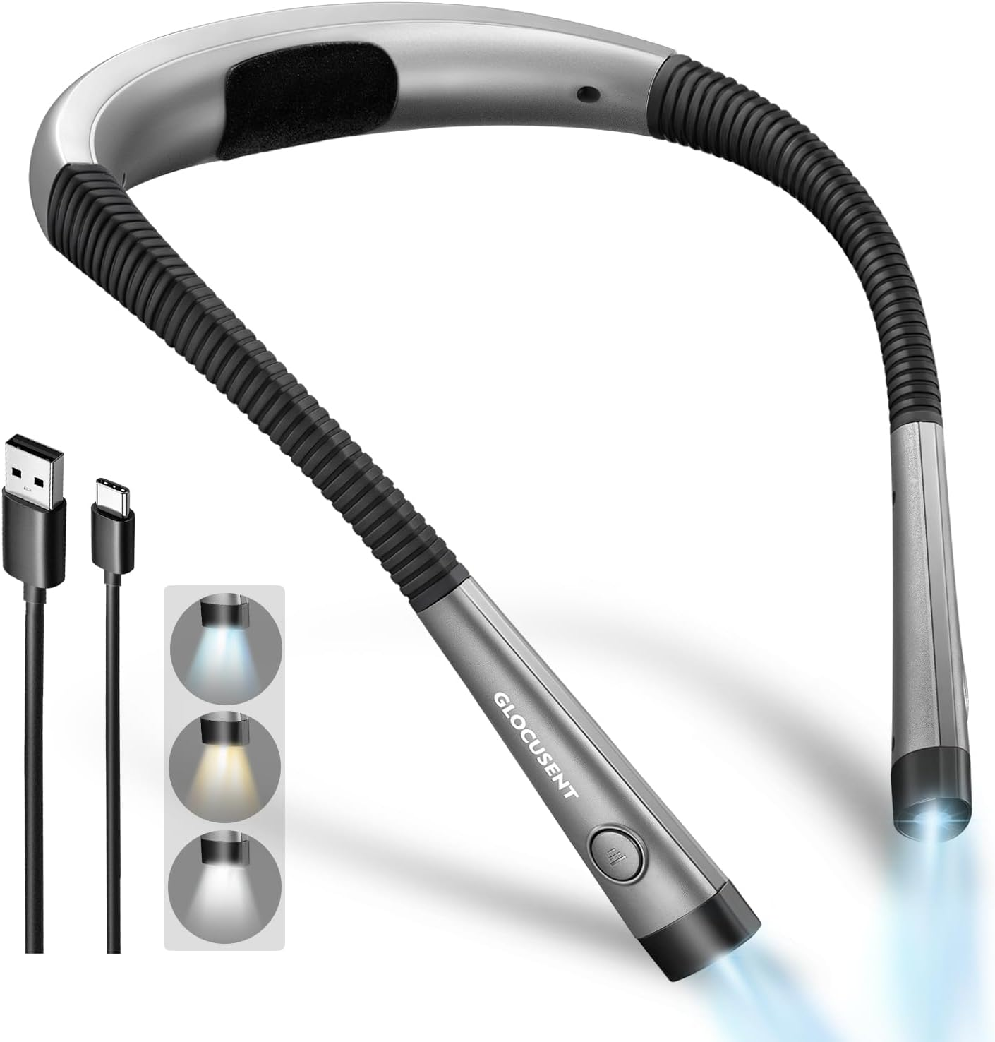 Book Light, 3 Color Temperatures Reading Light, Bendable Neck Light, 80 Hrs Lasting Rechargeable Book Light for Reading in Bed, Knitting, Camping, Repairing, Avid Reader Gift